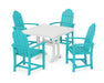 POLYWOOD Classic Adirondack 5-Piece Farmhouse Dining Set With Trestle Legs in Aruba / White image