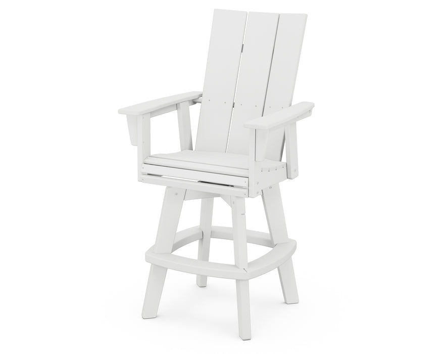 POLYWOOD Modern Curveback Adirondack Swivel Bar Chair in White image