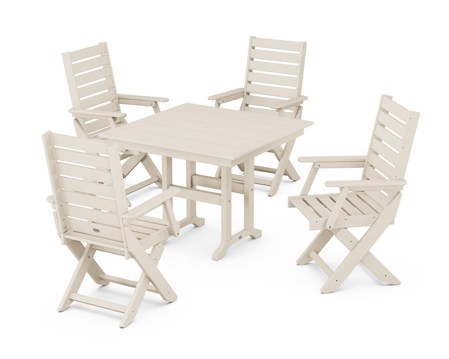 POLYWOOD Captain 5-Piece Farmhouse Dining Set in Sand