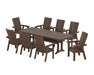 POLYWOOD Modern Curveback Adirondack 9-Piece Dining Set with Trestle Legs in Mahogany image