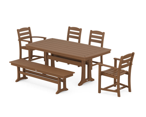 POLYWOOD La Casa Cafe 6-Piece Dining Set with Trestle Legs in Teak image