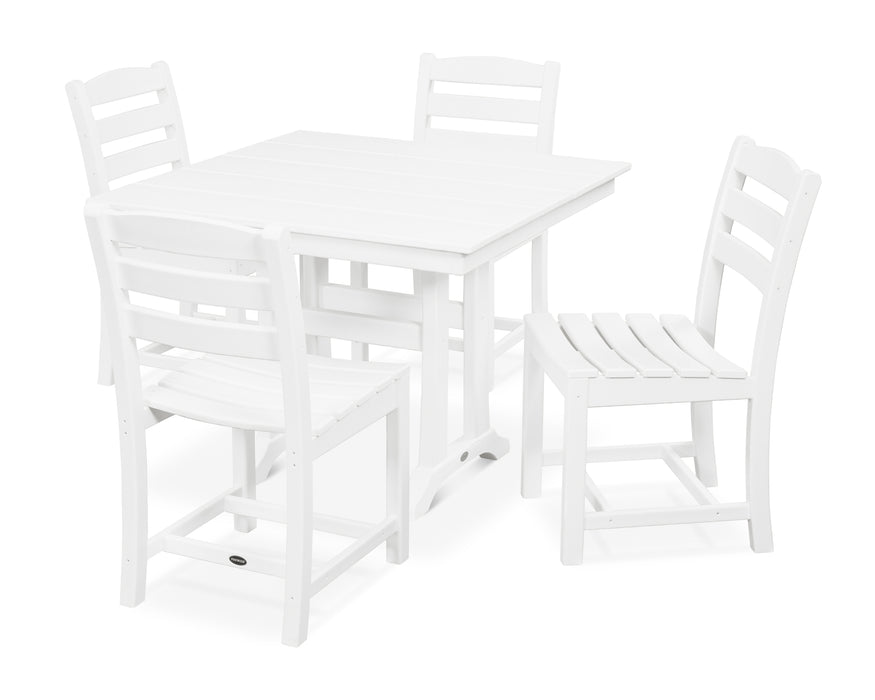 POLYWOOD La Casa Cafe 5-Piece Farmhouse Trestle Side Chair Dining Set in White image