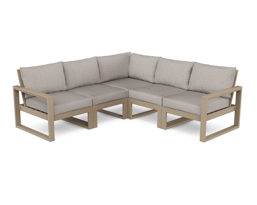 POLYWOOD EDGE 5-Piece Modular Deep Seating Set in Vintage Sahara / Weathered Tweed