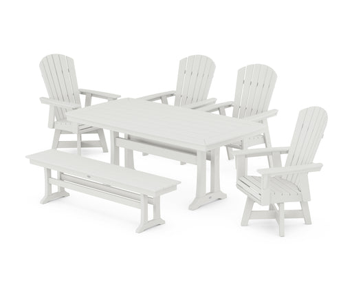 POLYWOOD Nautical Adirondack Swivel 6-Piece Dining Set with Trestle Legs in Vintage White image