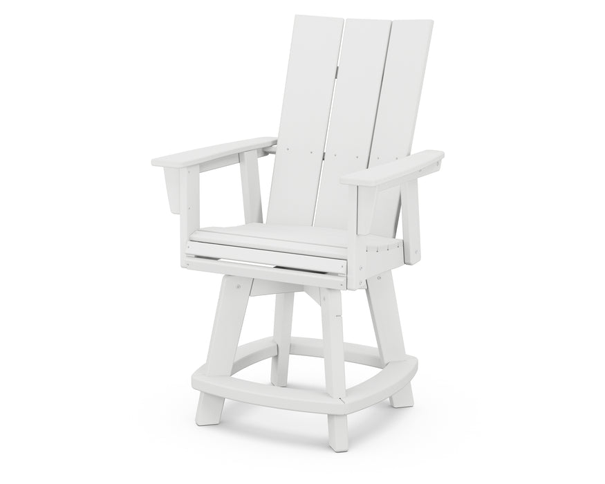 POLYWOOD Modern Curveback Adirondack Swivel Counter Chair in White image