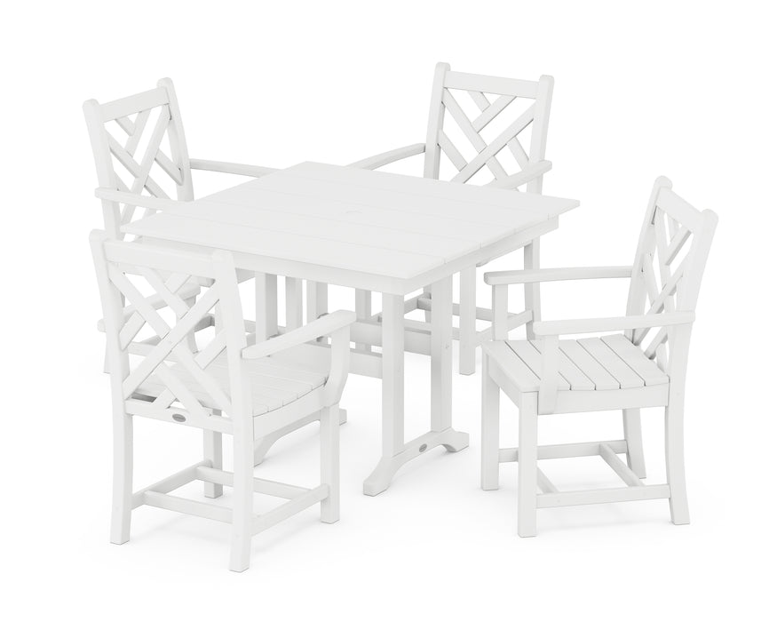 POLYWOOD Chippendale 5-Piece Farmhouse Dining Set in White image