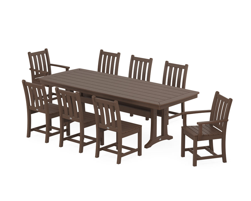 POLYWOOD Traditional Garden 9-Piece Dining Set with Trestle Legs in Mahogany image