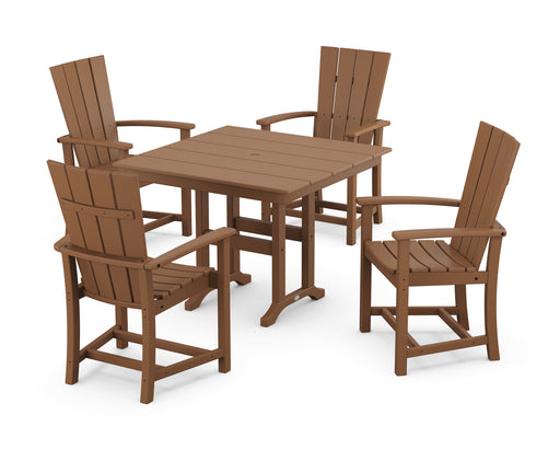 POLYWOOD Quattro 5-Piece Farmhouse Dining Set in Teak image