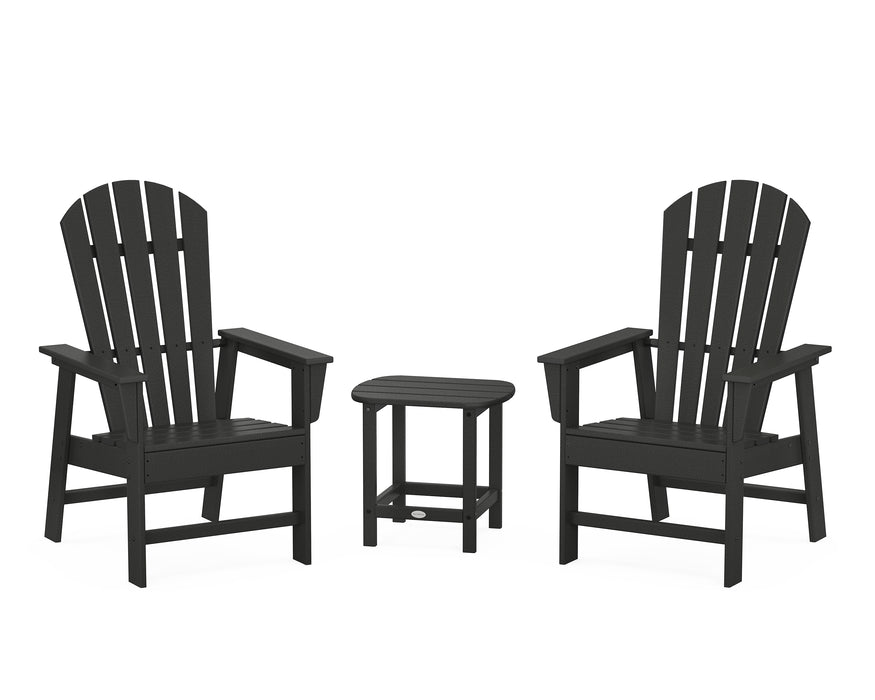 POLYWOOD South Beach Casual Chair 3-Piece Set with 18" South Beach Side Table in Black