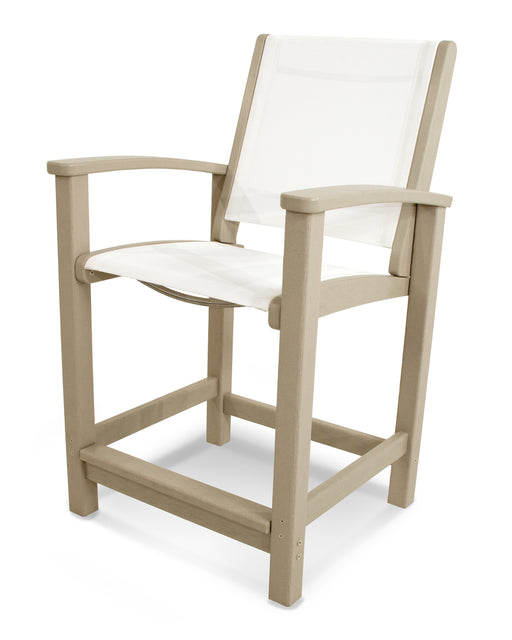 POLYWOOD Coastal Counter Chair in Sand / White Sling image