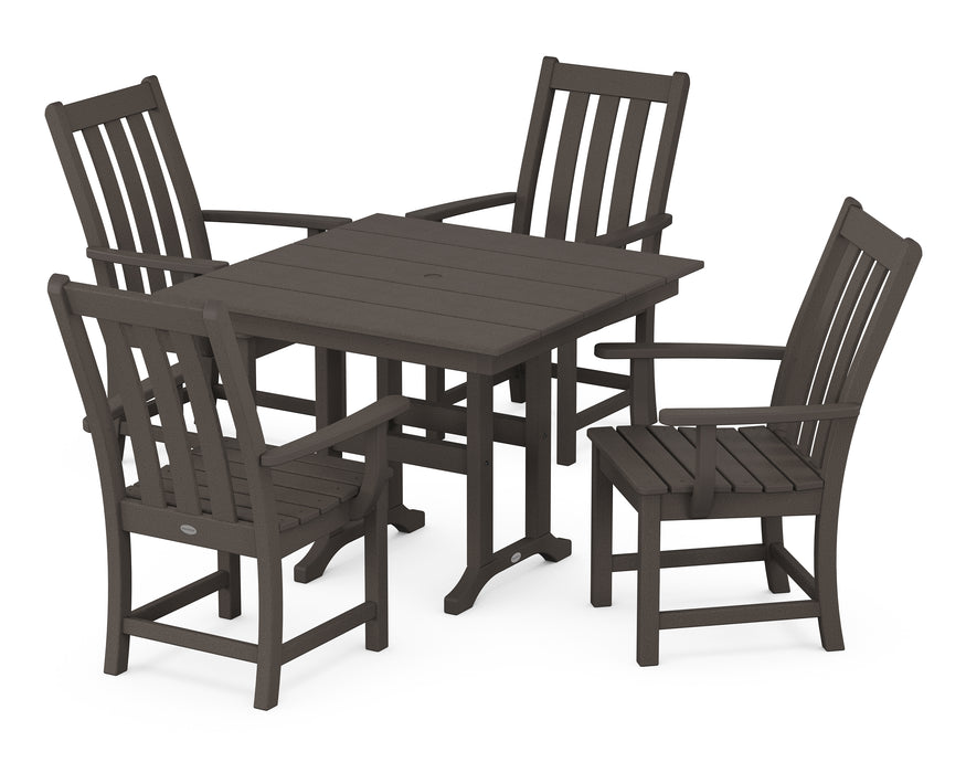 POLYWOOD Vineyard 5-Piece Farmhouse Dining Set in Vintage Coffee