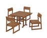 POLYWOOD EDGE Side Chair 5-Piece Farmhouse Dining Set in Teak image