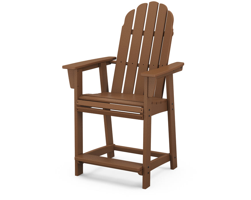 POLYWOOD Vineyard Curveback Adirondack Counter Chair in Teak