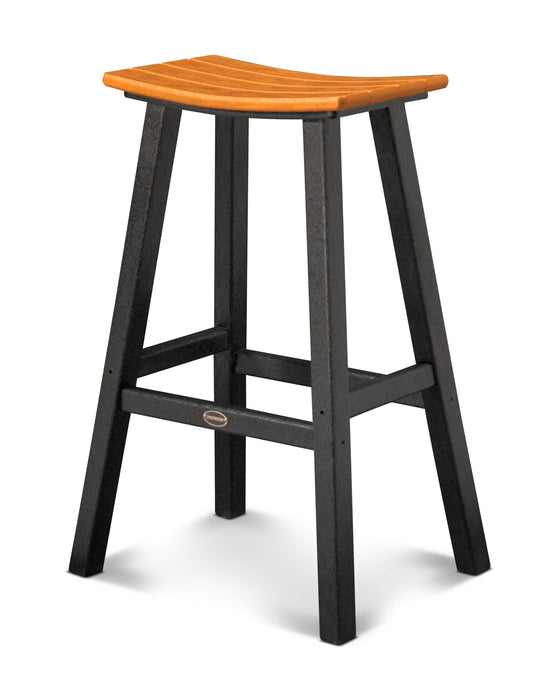 POLYWOOD Contempo 30" Saddle Bar Stool in Black / Tangerine image