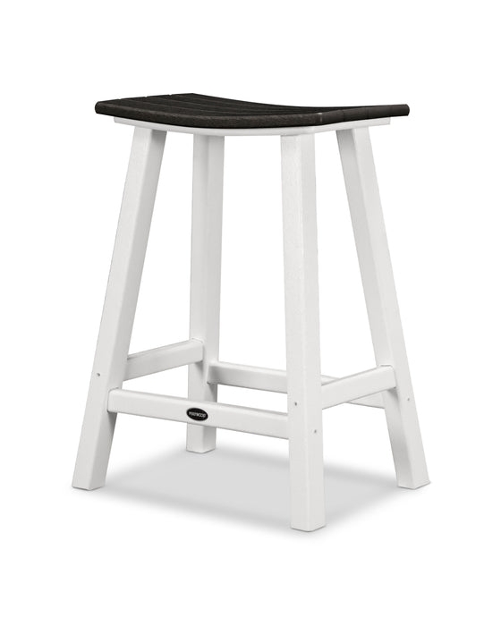 POLYWOOD Contempo 24" Saddle Counter Stool in White / Black image