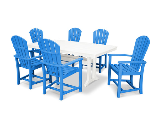 POLYWOOD 7 Piece  Palm Coast Dining Set in Pacific Blue / White image