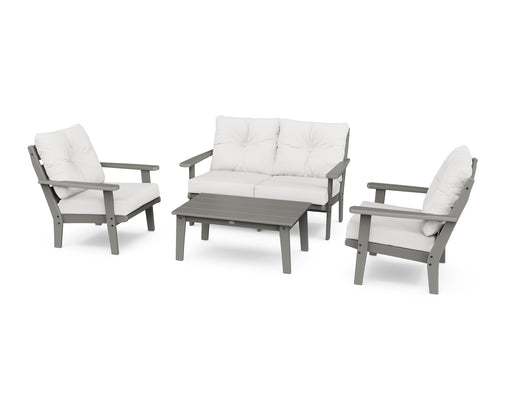 POLYWOOD Lakeside 4-Piece Deep Seating Set in Slate Grey / Natural Linen image