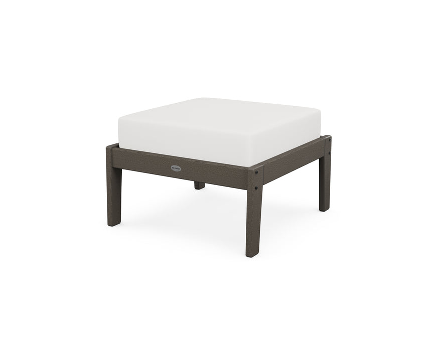 POLYWOOD Lakeside Deep Seating Ottoman in Vintage Coffee / Natural Linen image