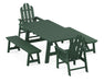 POLYWOOD Long Island 5-Piece Rustic Farmhouse Dining Set With Benches in Green image