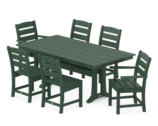 POLYWOOD Lakeside 7-Piece Farmhouse Trestle Dining Set in Green image