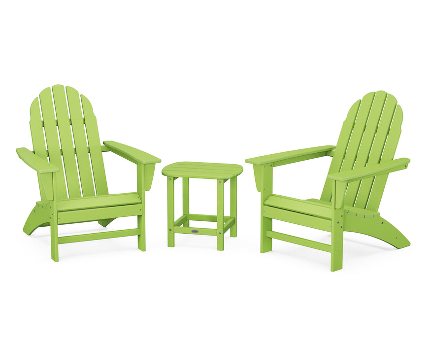 POLYWOOD Vineyard 3-Piece Adirondack Set with South Beach 18" Side Table in Lime image