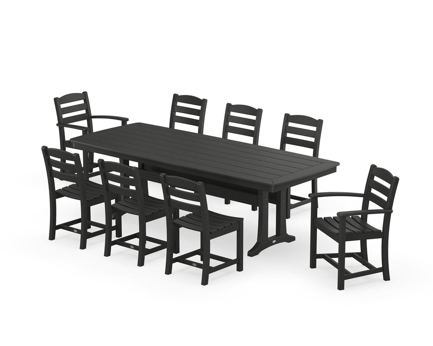 POLYWOOD La Casa Cafe 9-Piece Dining Set with Trestle Legs in Black image