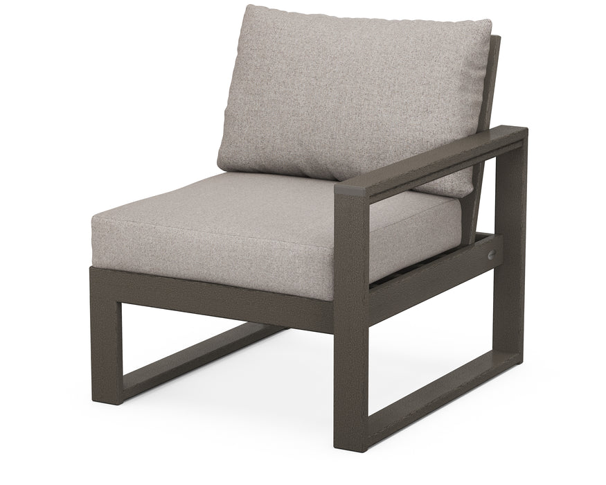 POLYWOOD EDGE Modular Right Arm Chair in Vintage Coffee / Weathered Tweed image