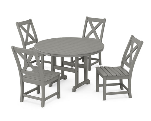 POLYWOOD Braxton Side Chair 5-Piece Round Dining Set in Slate Grey image