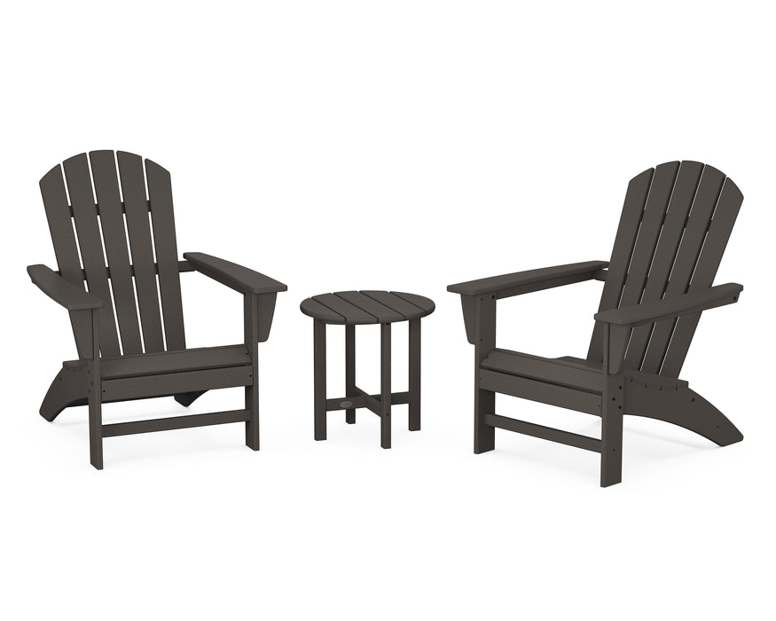 POLYWOOD Nautical 3-Piece Adirondack Set in Vintage Coffee
