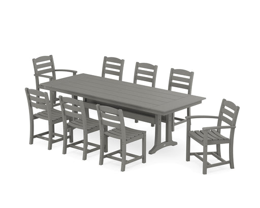 POLYWOOD La Casa Cafe 9-Piece Farmhouse Dining Set with Trestle Legs in Slate Grey image