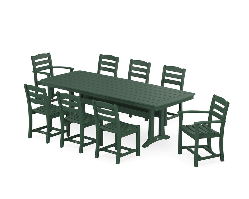 POLYWOOD La Casa Cafe 9-Piece Dining Set with Trestle Legs in Green image