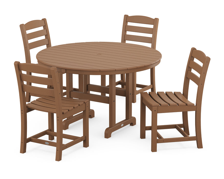 POLYWOOD La Casa Cafe Side Chair 5-Piece Round Farmhouse Dining Set in Teak image