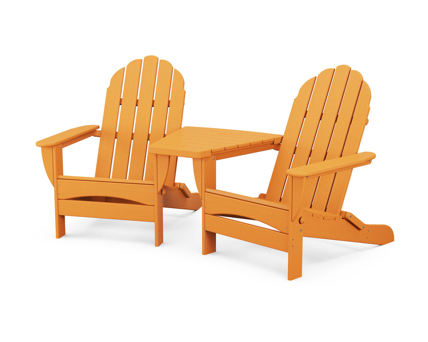 POLYWOOD Classic Oversized Adirondacks with Angled Connecting Table in Tangerine