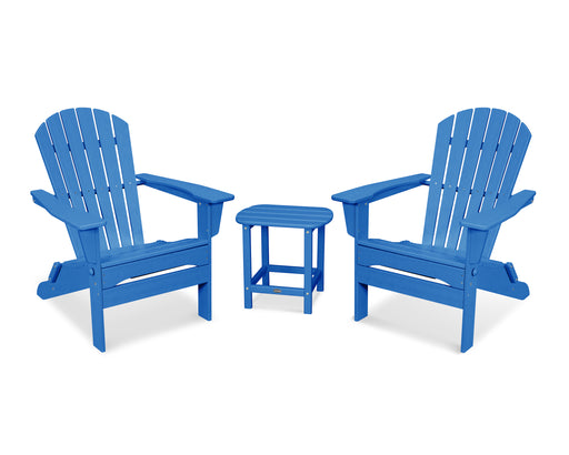 POLYWOOD South Beach 3-Piece Folding Adirondack Set in Pacific Blue image