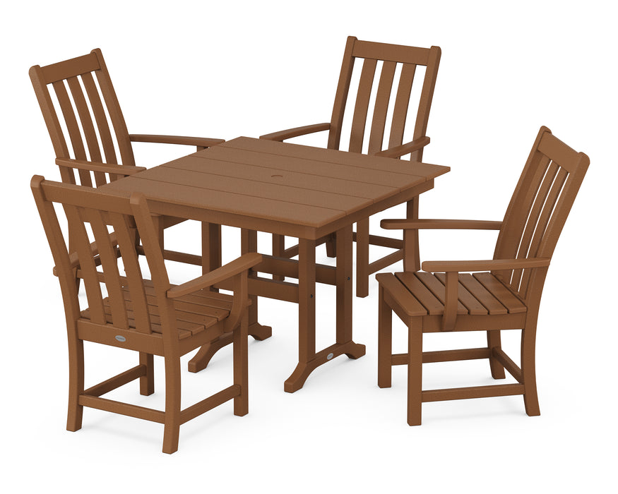 POLYWOOD Vineyard 5-Piece Farmhouse Dining Set in Teak