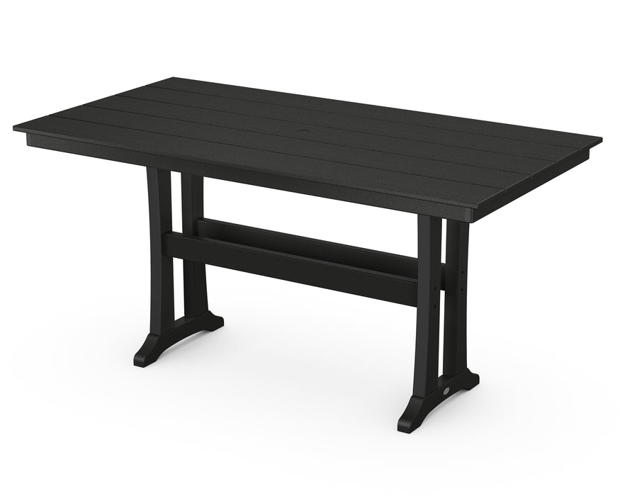 POLYWOOD Farmhouse Trestle 37" x 72" Counter Table in Black