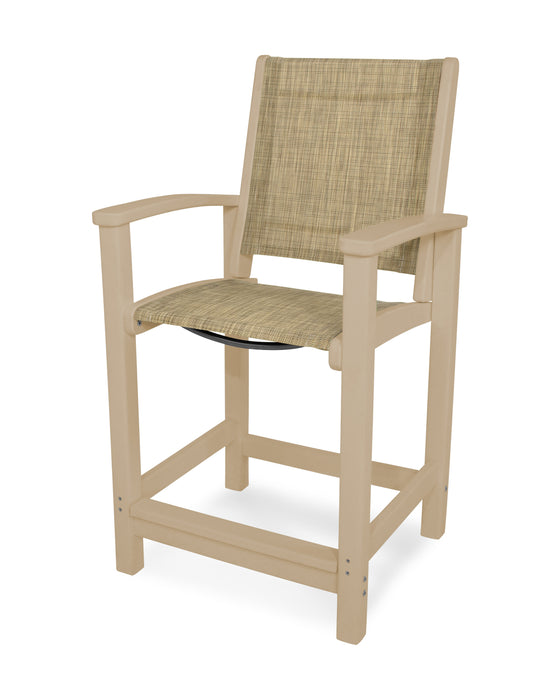 POLYWOOD Coastal Counter Chair in Sand / Burlap Sling image