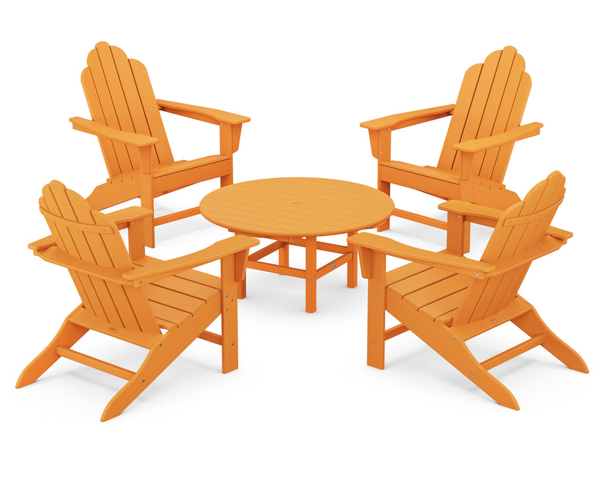 POLYWOOD Long Island Adirondack 5-Piece Conversation Group in Tangerine image