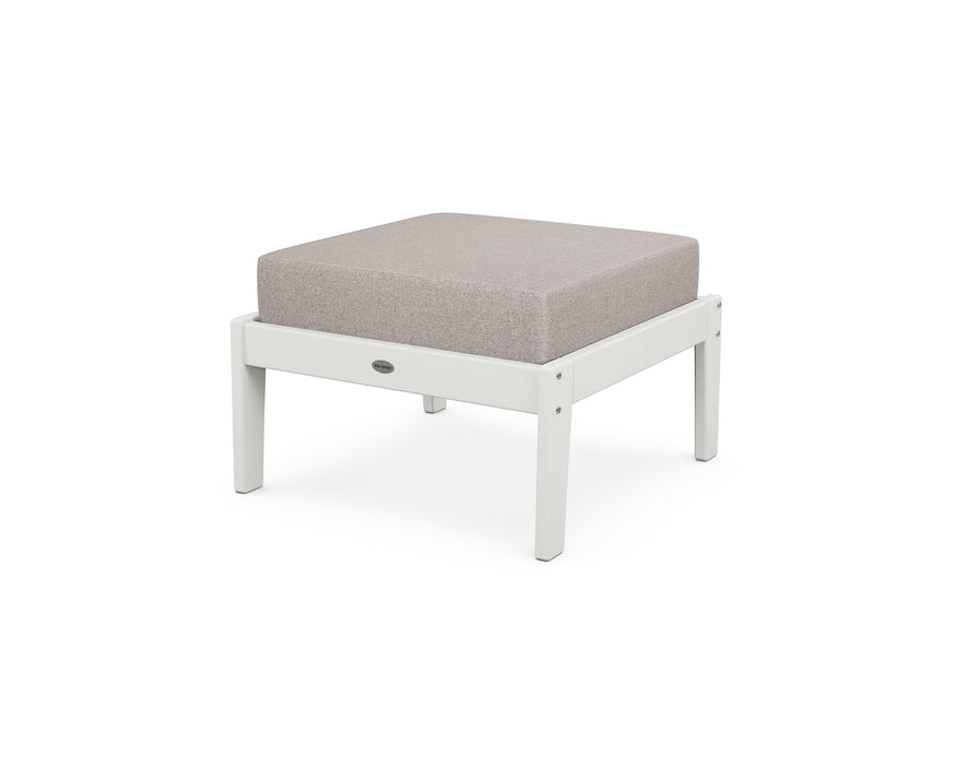 POLYWOOD Lakeside Deep Seating Ottoman in Vintage White / Weathered Tweed image
