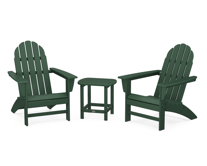 POLYWOOD Vineyard 3-Piece Adirondack Set with South Beach 18" Side Table in Green image