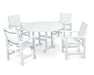 POLYWOOD Coastal 5-Piece Round Farmhouse Dining Set in White / White Sling image