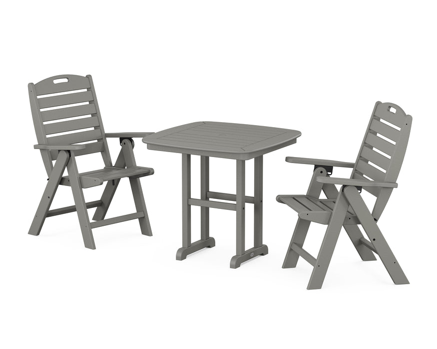 POLYWOOD Nautical Highback Chair 3-Piece Dining Set in Slate Grey