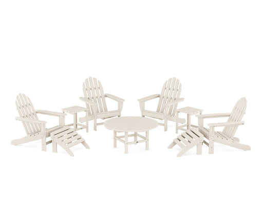 POLYWOOD Classic Adirondack Chair 9-Piece Conversation Set in Sand image