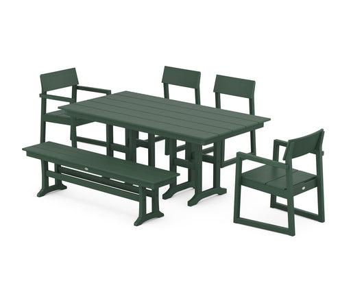 POLYWOOD EDGE 6-Piece Farmhouse Dining Set in Green image