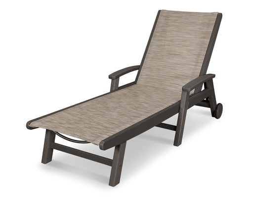 POLYWOOD Coastal Chaise with Wheels in Vintage Coffee / Onyx Sling image