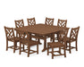 POLYWOOD Chippendale 9-Piece Nautical Trestle Dining Set in Teak image