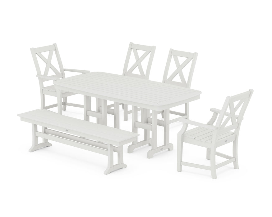 POLYWOOD Braxton 6-Piece Dining Set with Bench in Vintage White