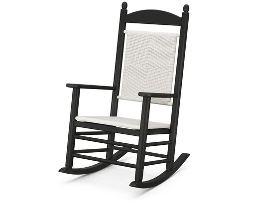 POLYWOOD Jefferson Woven Rocking Chair in Black / White Loom image