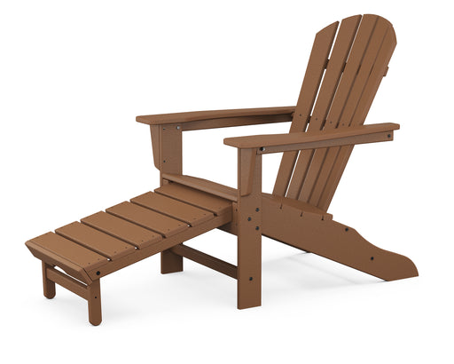 POLYWOOD Palm Coast Ultimate Adirondack with Hideaway Ottoman in Teak image