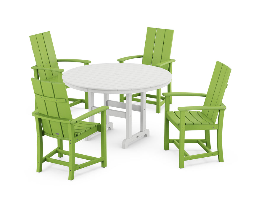 POLYWOOD Modern Adirondack 5-Piece Round Farmhouse Dining Set in Lime